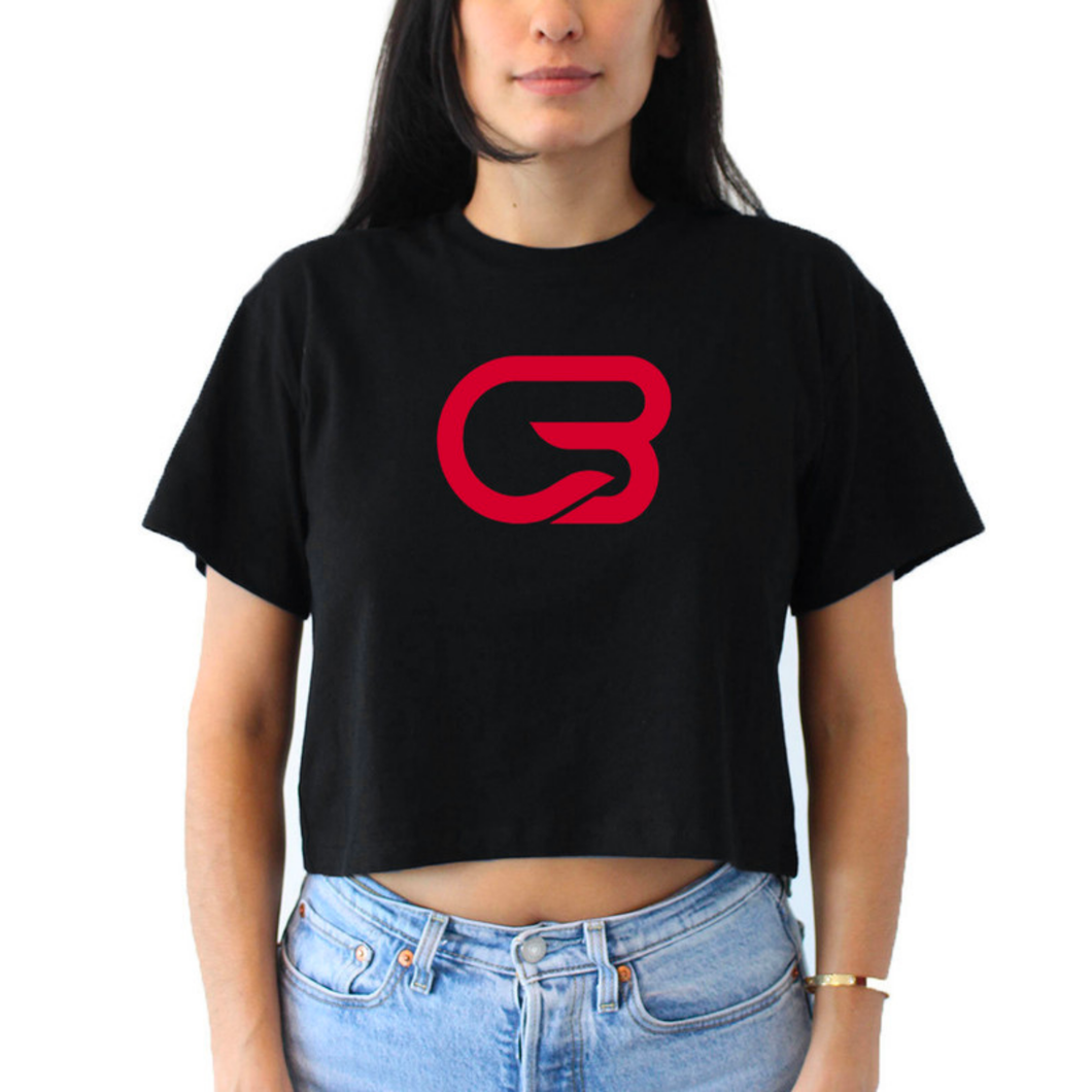 CYCLEBAR- STACKED CLASSIC CB CROP TEE - BLACK