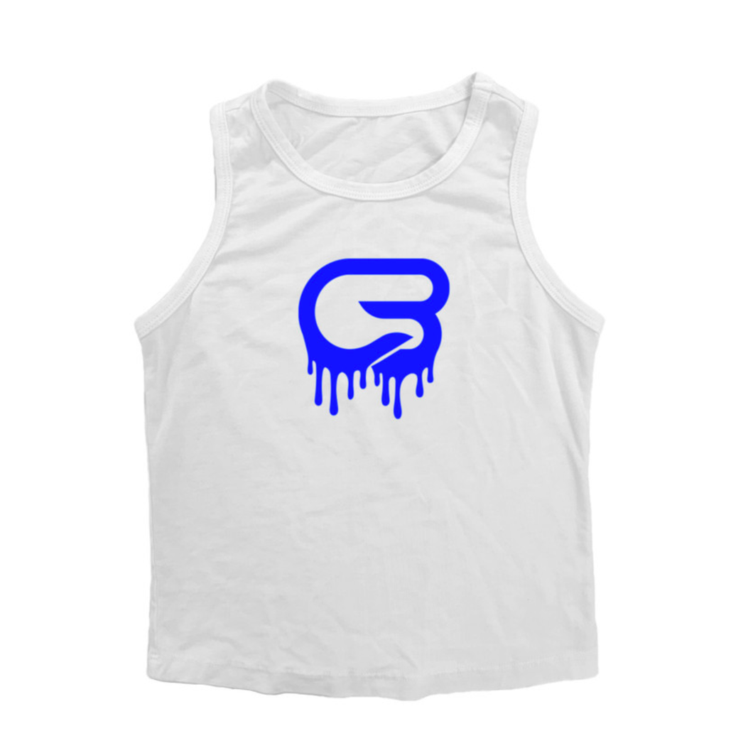CYCLEBAR - DRIP CB CROP TANK - WHITE/NEON BLUE