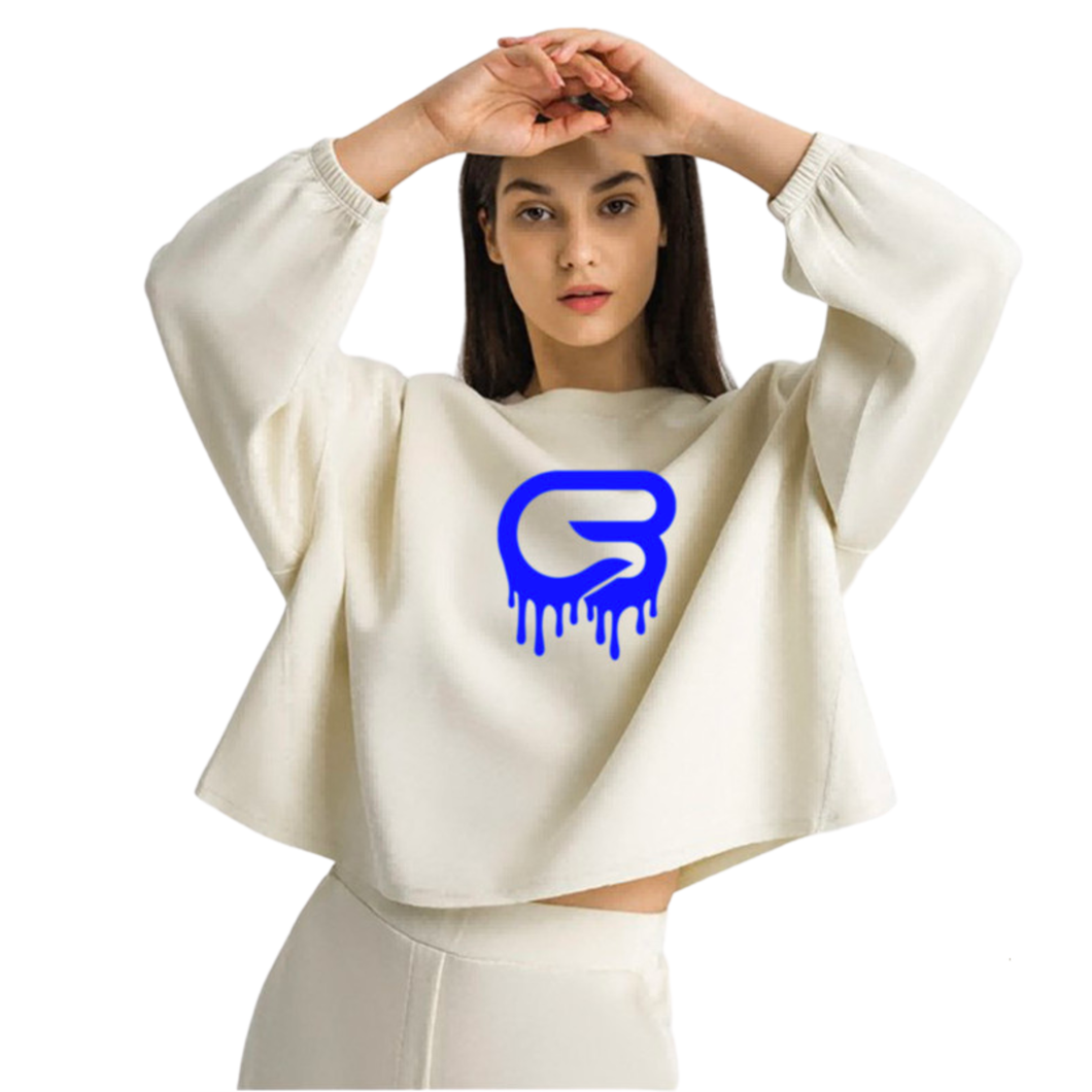 CYCLEBAR - DRIP CB IDEAL SWEATSHIRT - WHITE/NEON BLUE